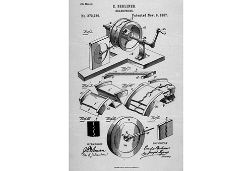 에밀 베를리너와 초기 디스크 축음기 이미지